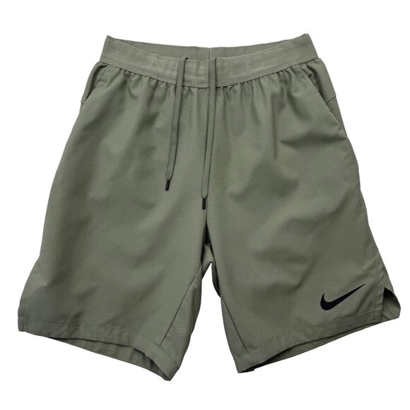 Nike Pro Flex Mens S Dri Fit Training Shorts Pockets Drawstring Sage Green Gym - Picture 1 of 11